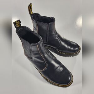 Dr Martens Rometty Black Leather Block Heeled Chelsea Chunky Boots US 6 UK 4 Doc